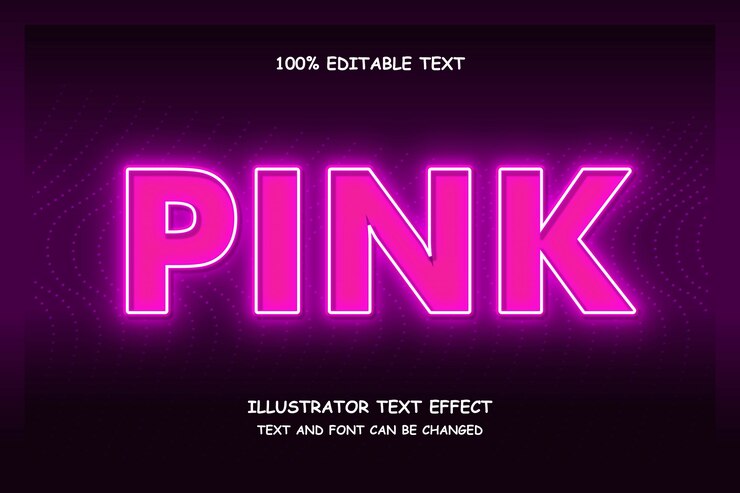 Roze, bewerkbare teksteffect moderne schaduw neon stijl
