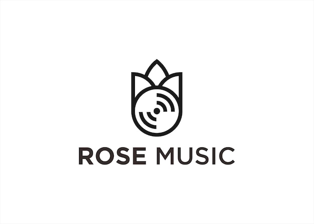 roze bloem combinatie met muziek logo ontwerp vectorillustratie