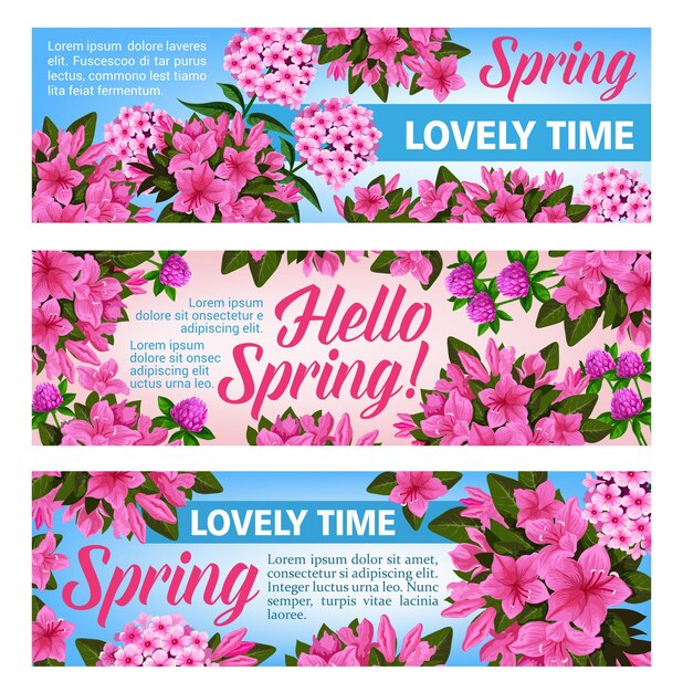 Vector roze bloembanner van het vakantieontwerp van het lenteseizoen