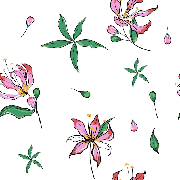 Roze bloemen naadloze patroon vector