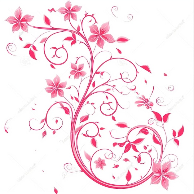 Roze bloemen wervelingen witte achtergrond