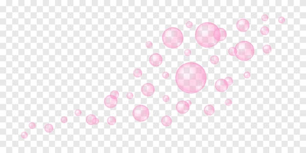 Vector roze bubbels vliegen of blazen zeep schuim bad schuim reinigingsmiddel textuur koolzuurhoudende drank