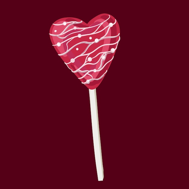 Roze cartoon lollipop Valentijnsdag op transparante achtergrond vectorillustratie