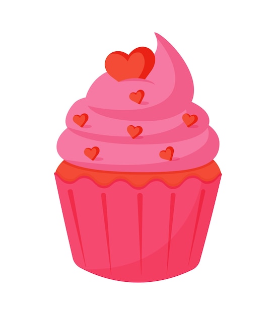 roze cupcake met hartjes