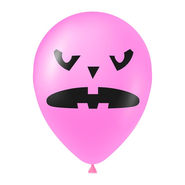 Roze de ballonillustratie van Halloween met eng en grappig gezicht