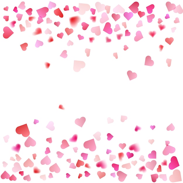 Roze deeltjes hartvorm valentijnsdag achtergrond van harten vallen element voor wenskaarten