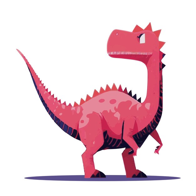 Vector roze dino plat ontwerp, schattige dino vector