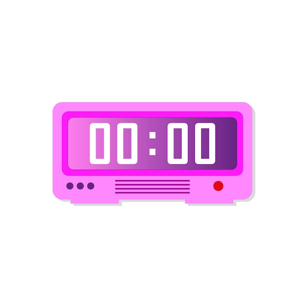 Roze elektronisch horloge in platte stijl. Vector illustratie.