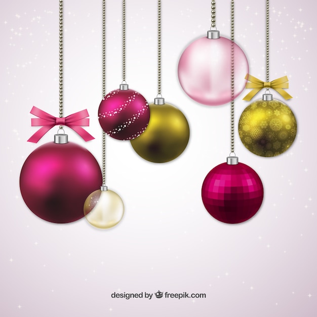 Roze en gouden kerstballen