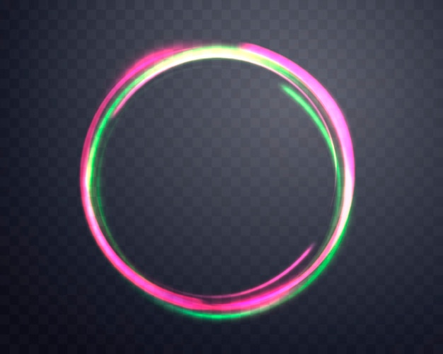 Vector roze en groene magische ringen neon realistische energie flare halo ring abstract licht effect