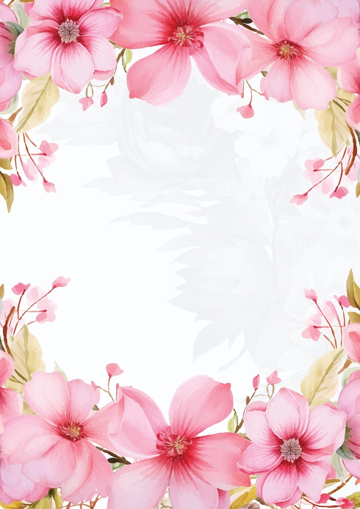 Vector roze en witte elegante aquarel achtergrond met flora en bloemen