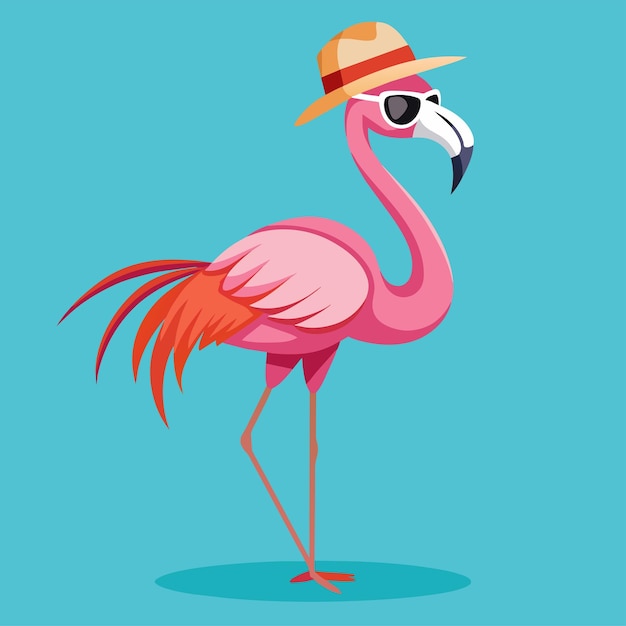 roze flamingo met zonnebril vector