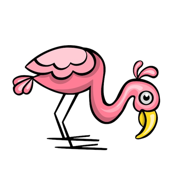 roze flamingo vogel symbool cartoon stijl illustratie stickers