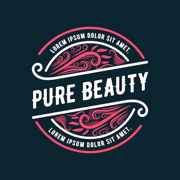 Roze Handgetekende vrouwelijke en bloemenlogo badge geschikt voor spa salon skin hair and beauty company
