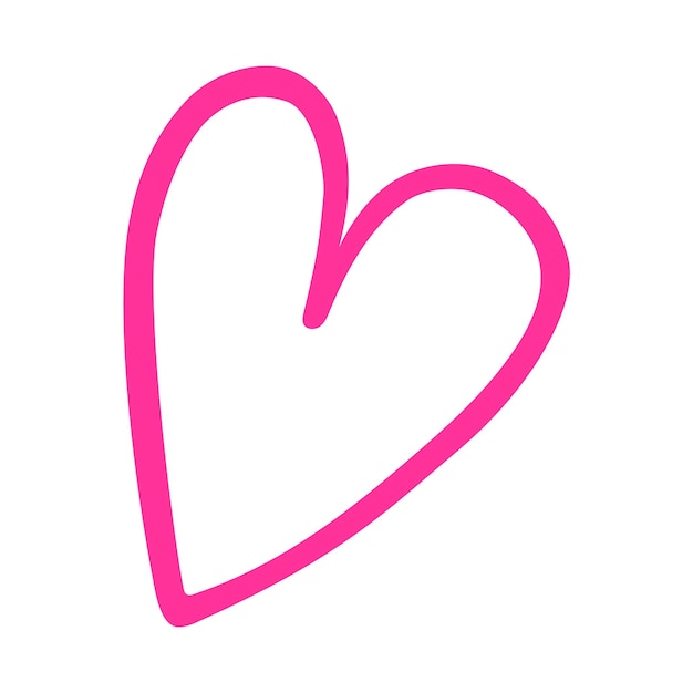 Roze hart doodle geïsoleerd op witte achtergrond Hand getrokken liefde symbool overzicht getekend in inkt pen Decoratieve schets logo afbeelding