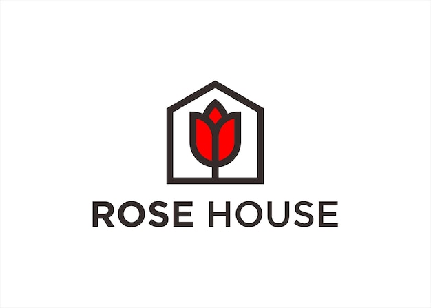 roze huis logo ontwerp vectorillustratie