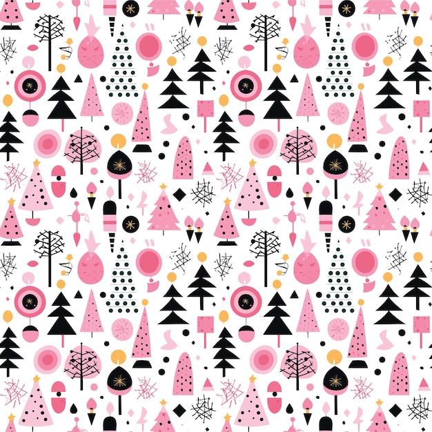 Roze Kerst Clipart ornamenten naadloze patroon