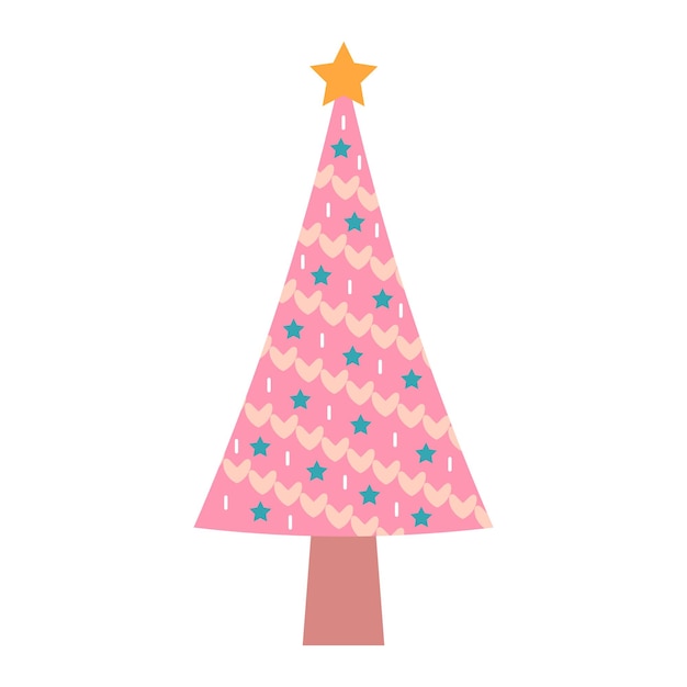 Roze kerstboom Leuke pastel versierde kerstboom met kledingstukken en kransen