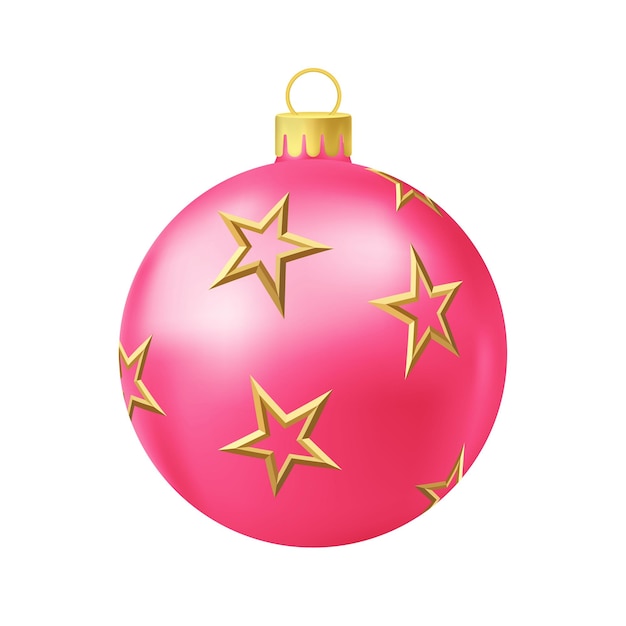 Roze kerstboombal met gouden ster