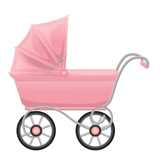 Vector roze kinderwagen pictogram cartoon van roze kinderwagen vector pictogram voor webdesign geïsoleerd op een witte achtergrond