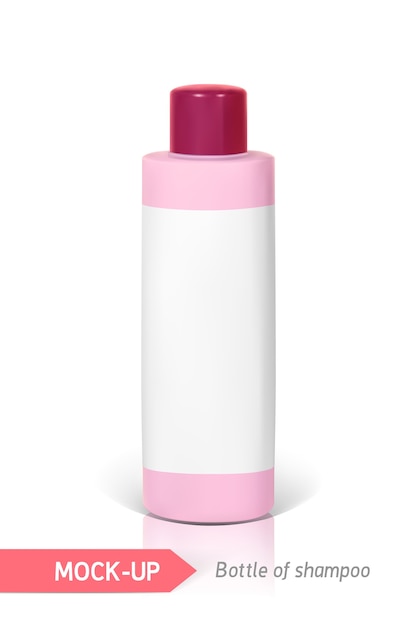 Vector roze kleine fles shampoo met etiket