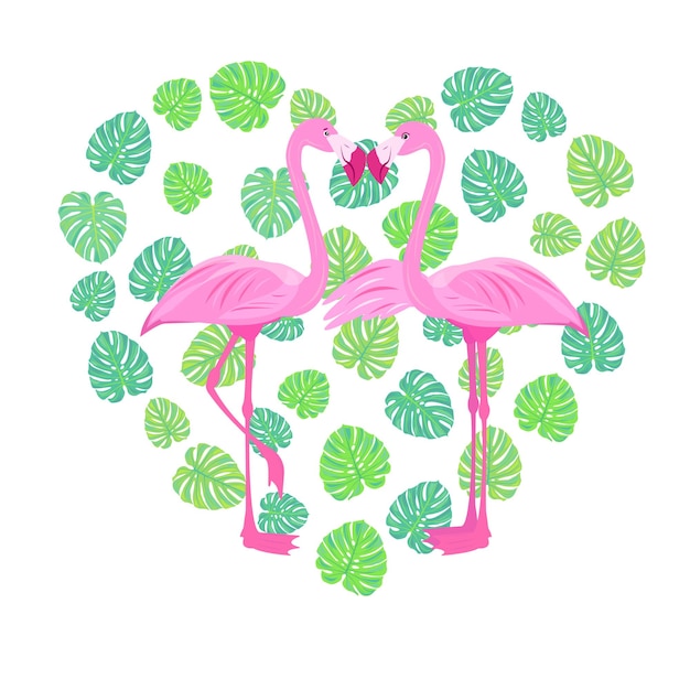 roze liefde flamingo Valentijnsdag tropische vogel paradijsvogel voorraad vectorillustratie