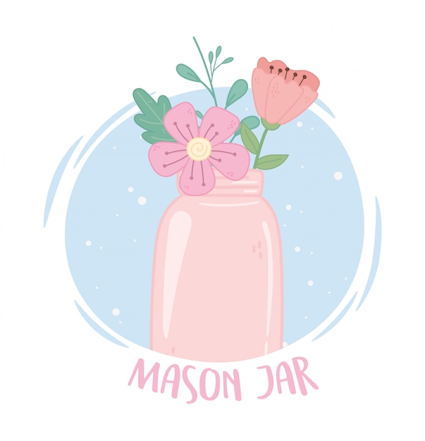Roze mason jar bloemen
