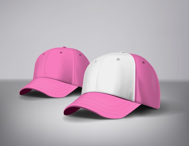 Roze meisjesbaseballhoeden met logo op grijze achtergrond aan de voorzijde voor branding reclame