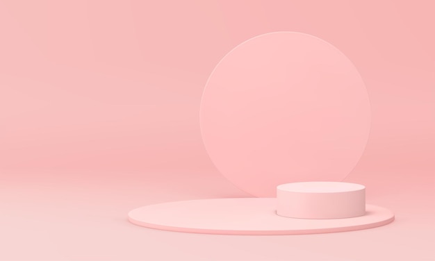 Roze niveau voetstuk cilinder basisfundering muur showroom d ontwerp realistische vectorillustratie