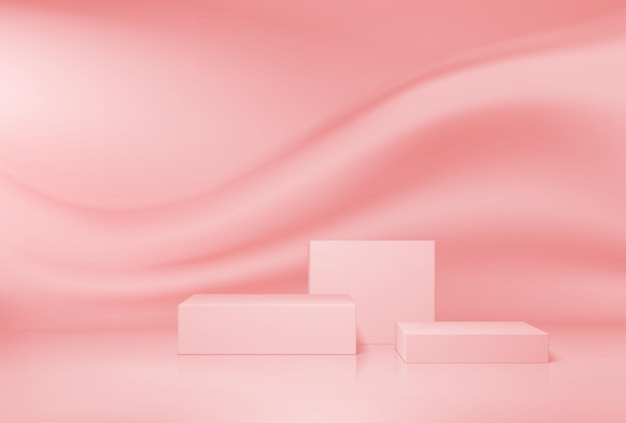 Roze of perzikkleurige podium vector mockup