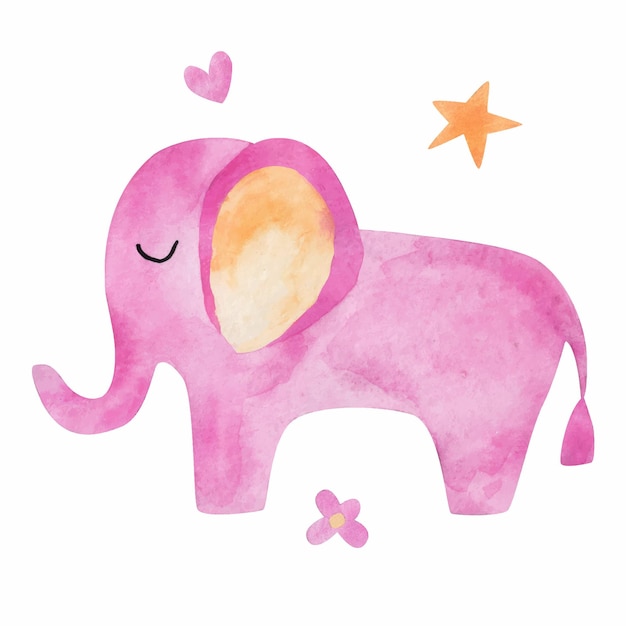 Roze olifant aquarel element