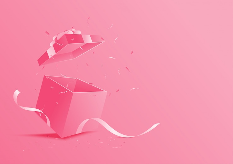 Vector roze open geschenkdoos.