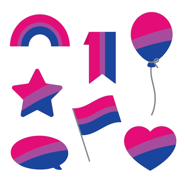 Roze paars en blauw gekleurde pictogrammen als de kleuren van het biseksuele vlag LGBTQI-concept