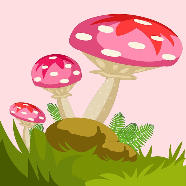 roze paddestoel 2D illustratie en vectorkunst