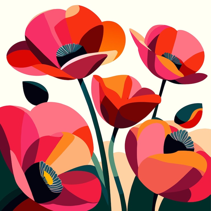Vector roze papaver bloemen vector illustratie of waterverf roze papaver bloemen