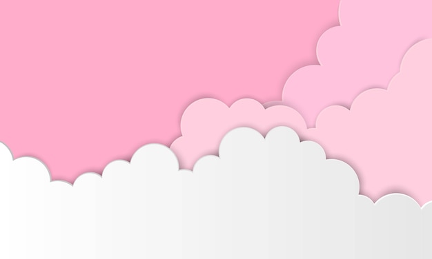 Roze papieren hemel met wolken