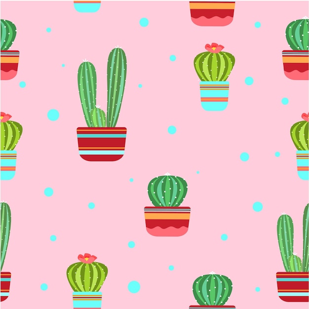 Vector roze patroon met cactussen
