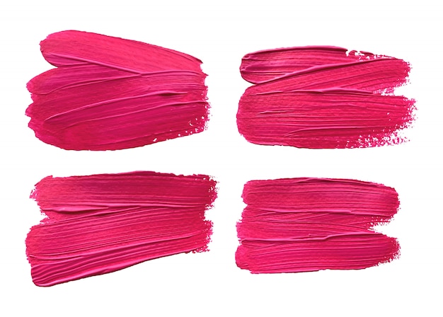 roze penseelstreken effect set geïsoleerd.