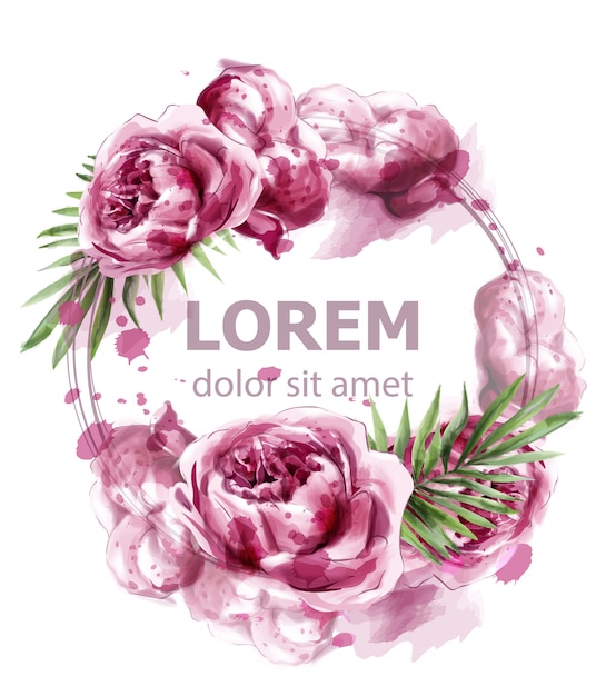 Roze pioenbloemen aquarel banner