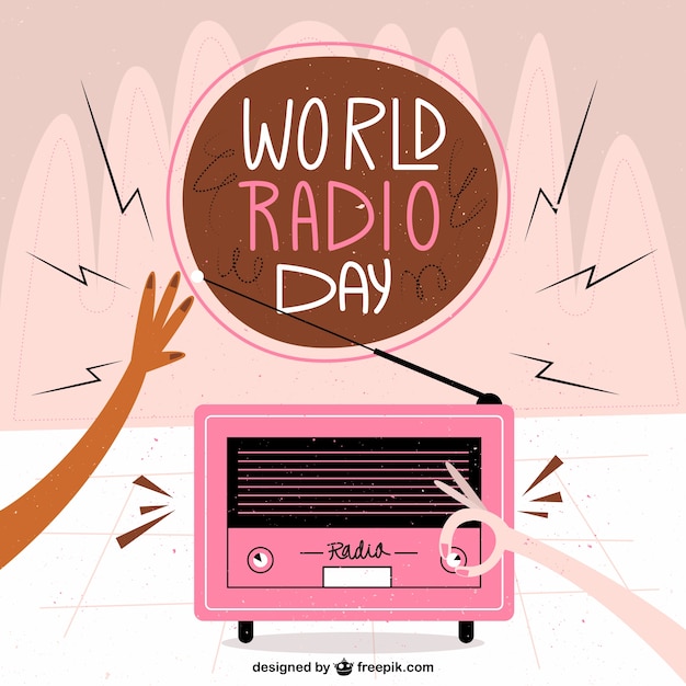 Roze radio achtergrond in vintage stijl