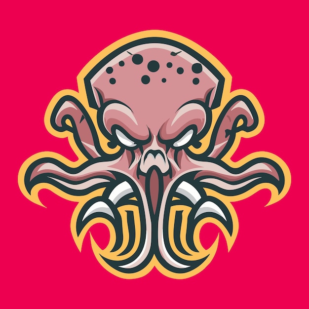 Vector roze retro octopus vector bewerkbaar