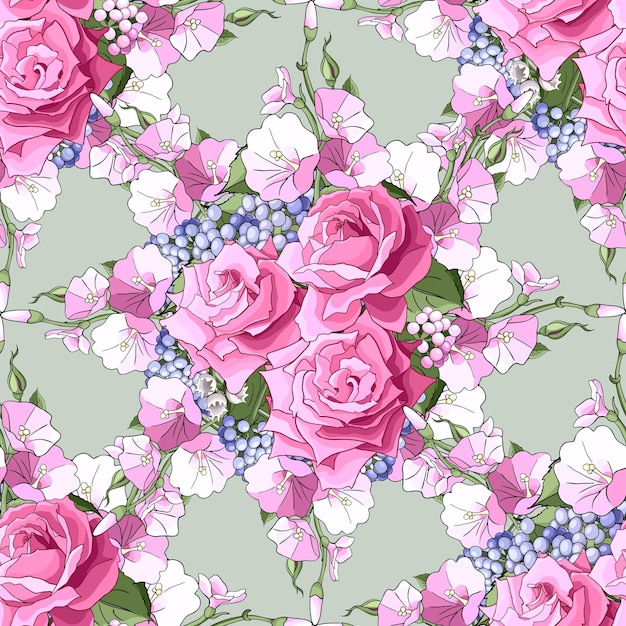 Roze roos bloemen naadloos patroon