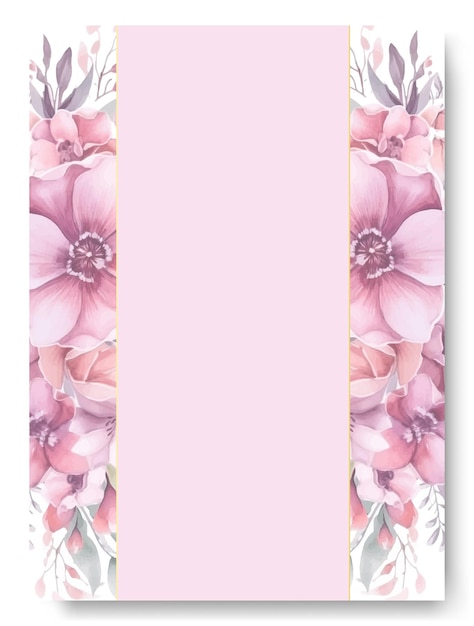 Vector roze roos collectie aquarel bloem en bloemen geometrisch frame bruiloft kaartrand sjabloon