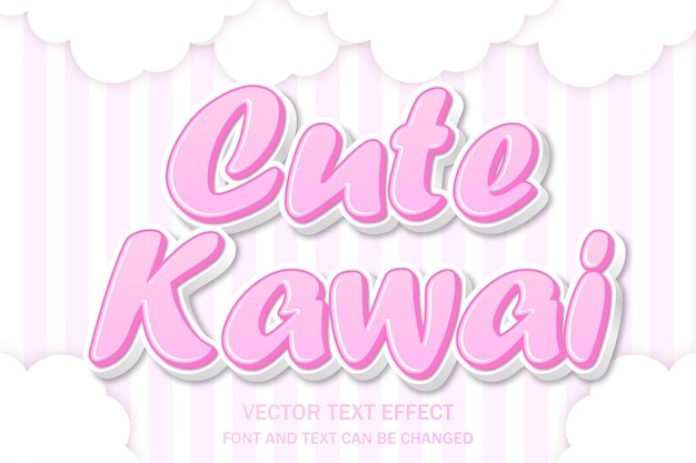 Roze schattig kawaii pastel logo cloud 3d bewerkbare teksteffect lettertype stijl typografie belettering sjabloon