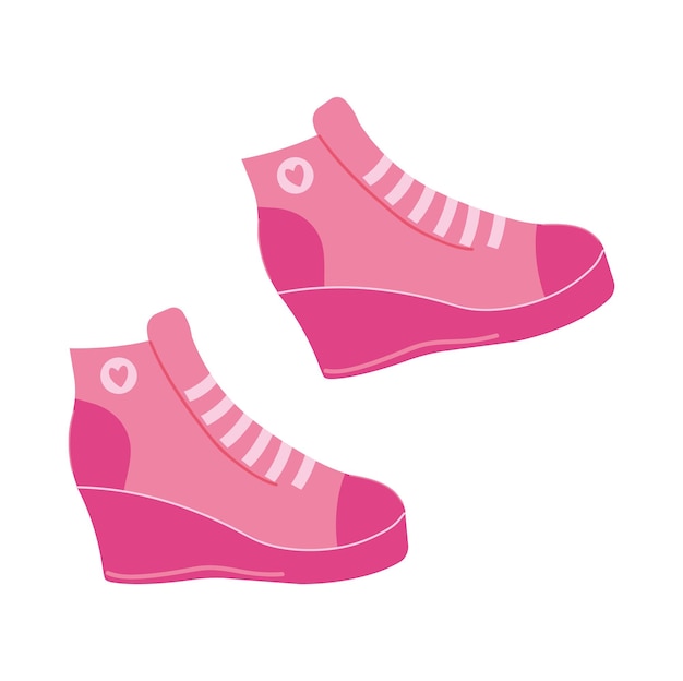 Roze sneakers 2000s mode vector illustratie geïsoleerd op witte achtergrond