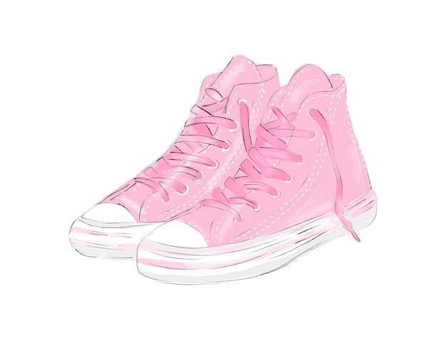 Roze sneakers op een witte achtergrond