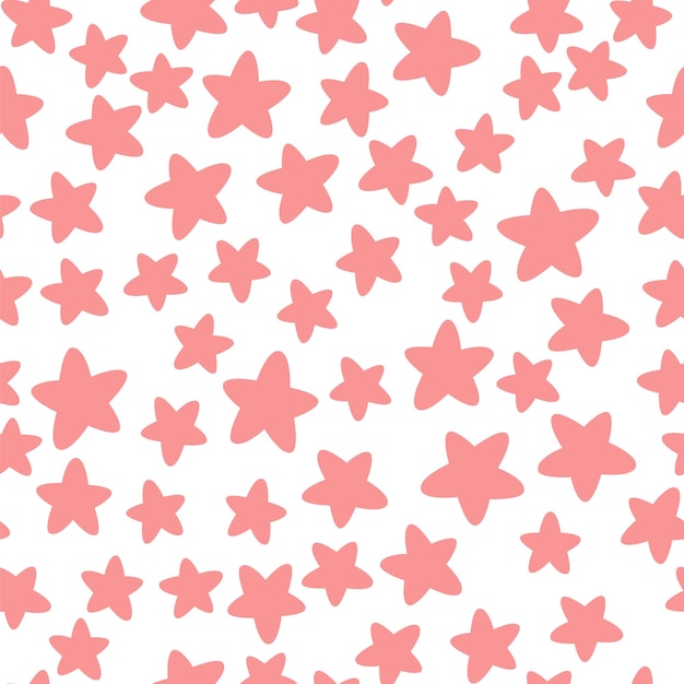 Roze sterren op een witte achtergrond. Leuk naadloos patroon