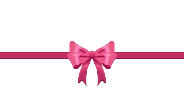 Roze strik en horizontaal lint realistisch glanzend satijn met schaduw voor het versieren van uw cadeaubon