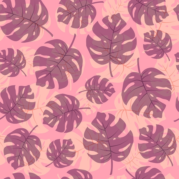 Vector roze tropisch bladeren naadloos patroon