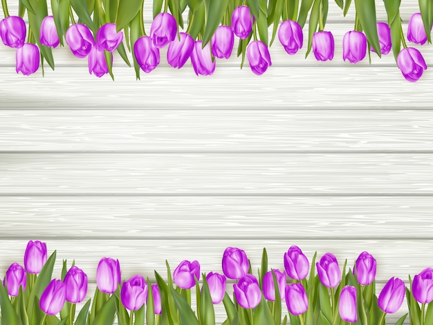 Vector roze tulpen frame achtergrond.